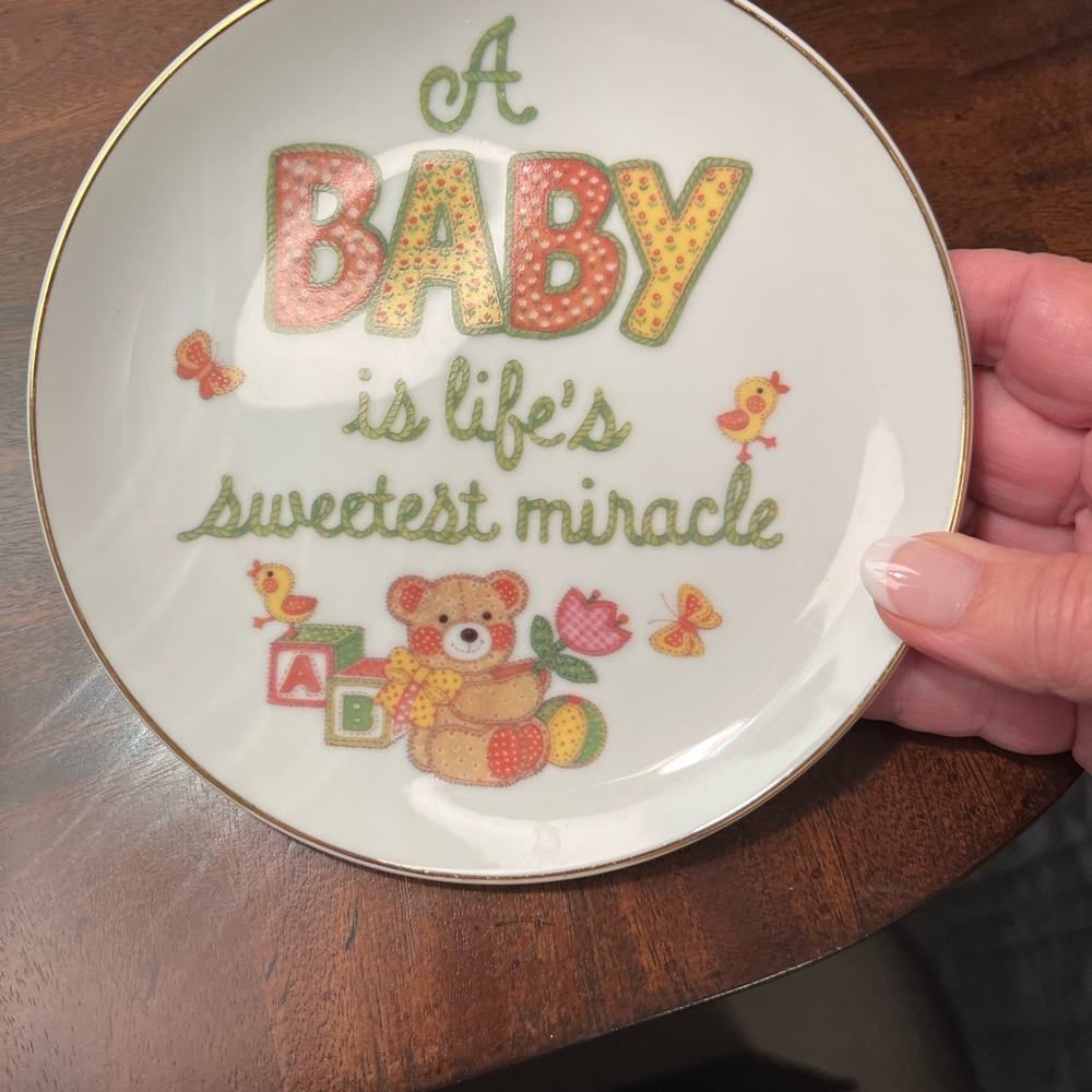 Decorative Baby Plate with Bear and Blocks —  Nursey Decor